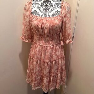 TRIXXI Floral-Print Smocked-Waist Tiered Dress